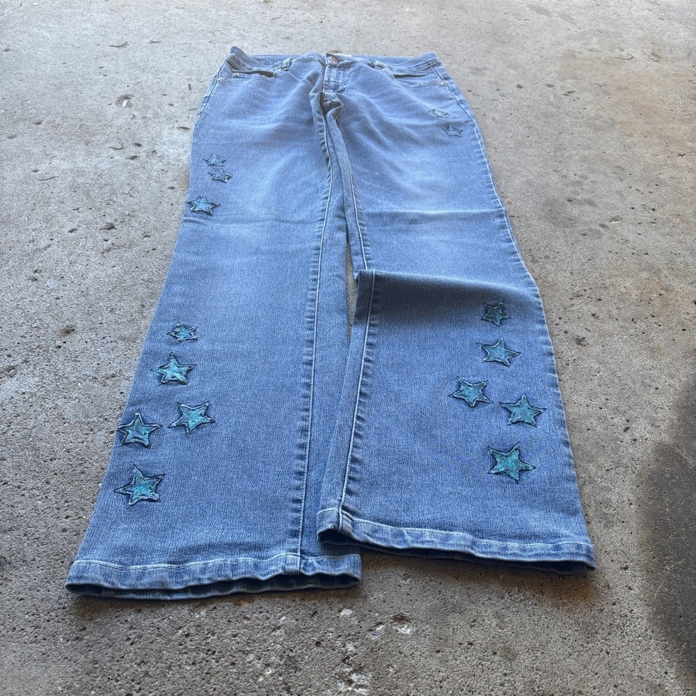 Jr-s.com Cyber Generation Star Patch Flare Jeans Blue Y2K Size 11